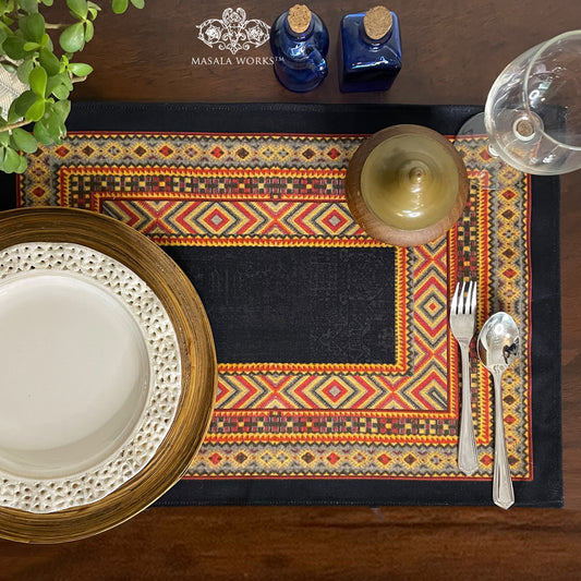 Contemporary Ikat Cotton Fabric Table mats (set of 2)