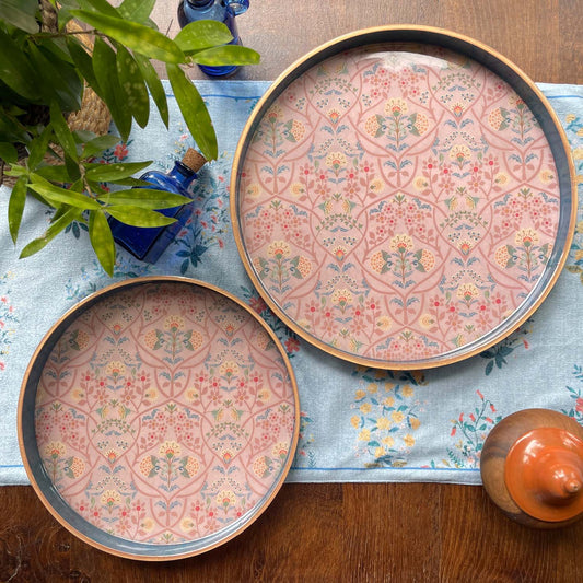Delicate Jaal Enamel Round Tray
