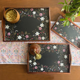 Midnight Blooms Wooden Tray Set