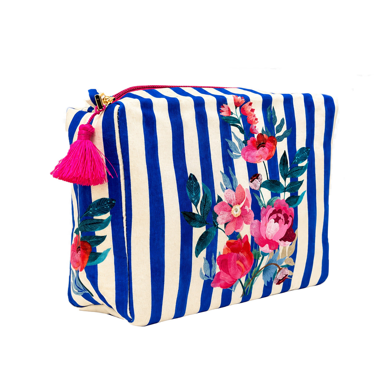 Stripes And Petal Square Pouch - Large