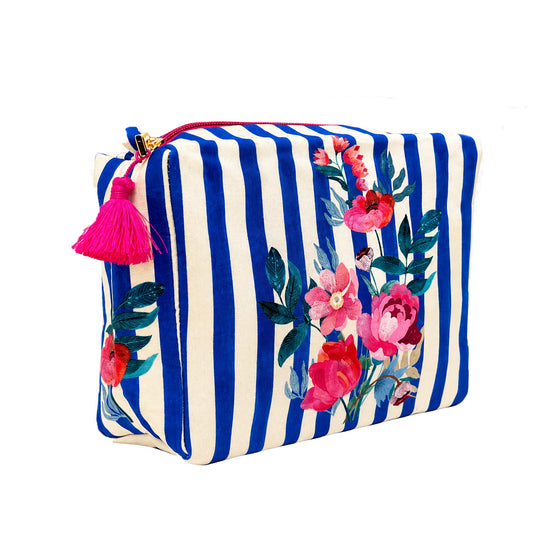 Stripes And Petal Square Pouch - Large