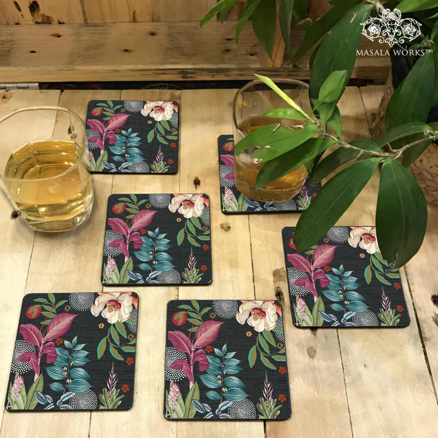Midnight foliage Coasters