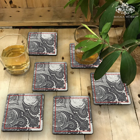 B&W Paisley Coasters