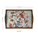 Ikat Floral Wooden Tray Set