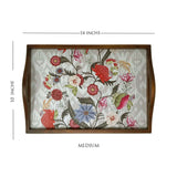Ikat Floral Wooden Tray Set