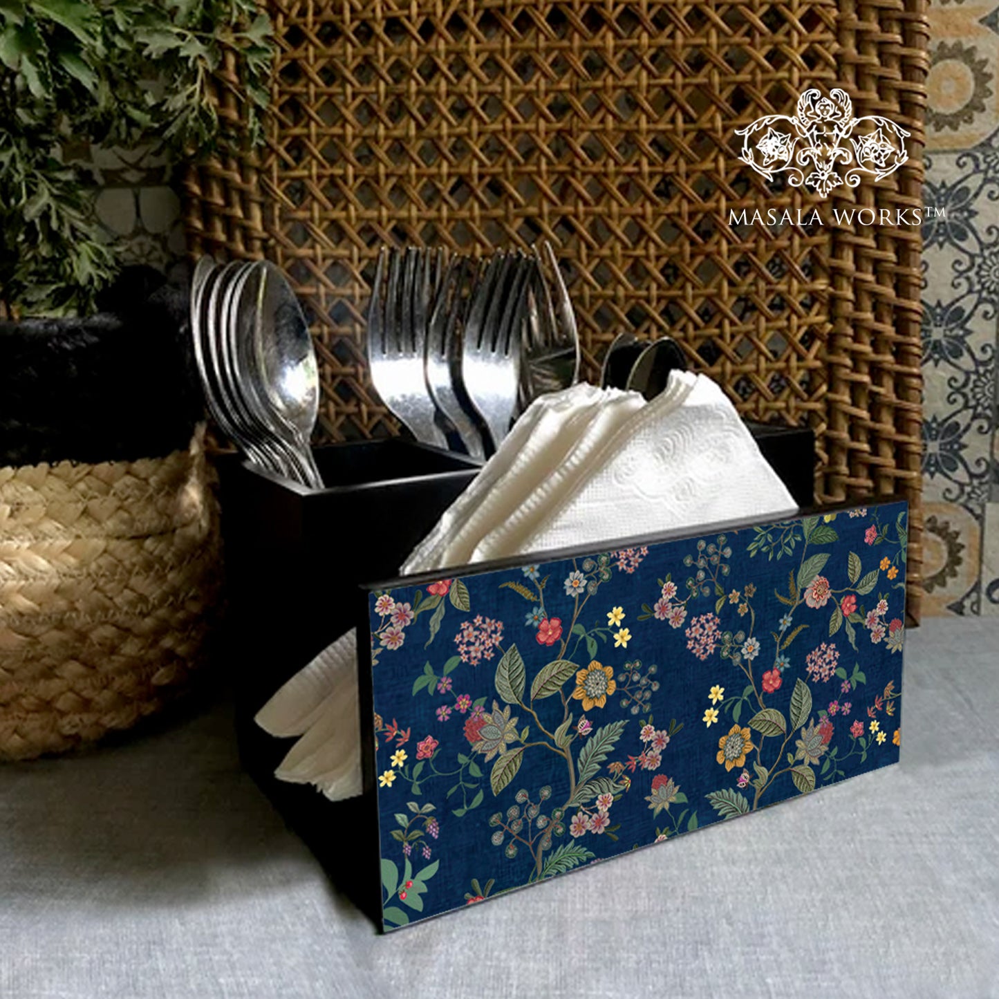 Twilight Chintz  Cutlery Stand with Tissue Paper Holder