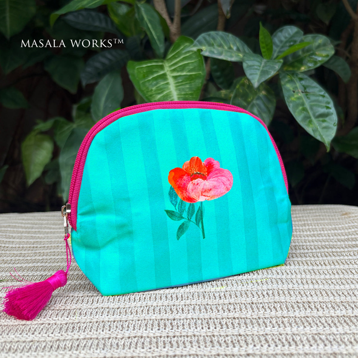 Striped Flower Small Pouch