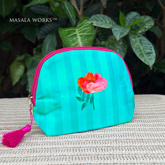 Striped Flower Small Pouch