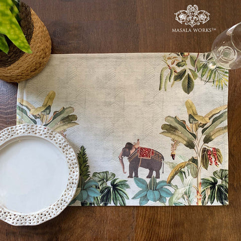 Tropical Elephant Cotton Fabric Table mats (set of 2)