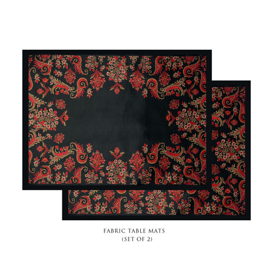 Black Paisley Fabric Table mats (set of 2)