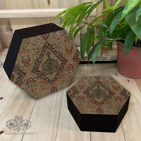 Classic Persian Kilim Hexagon Box