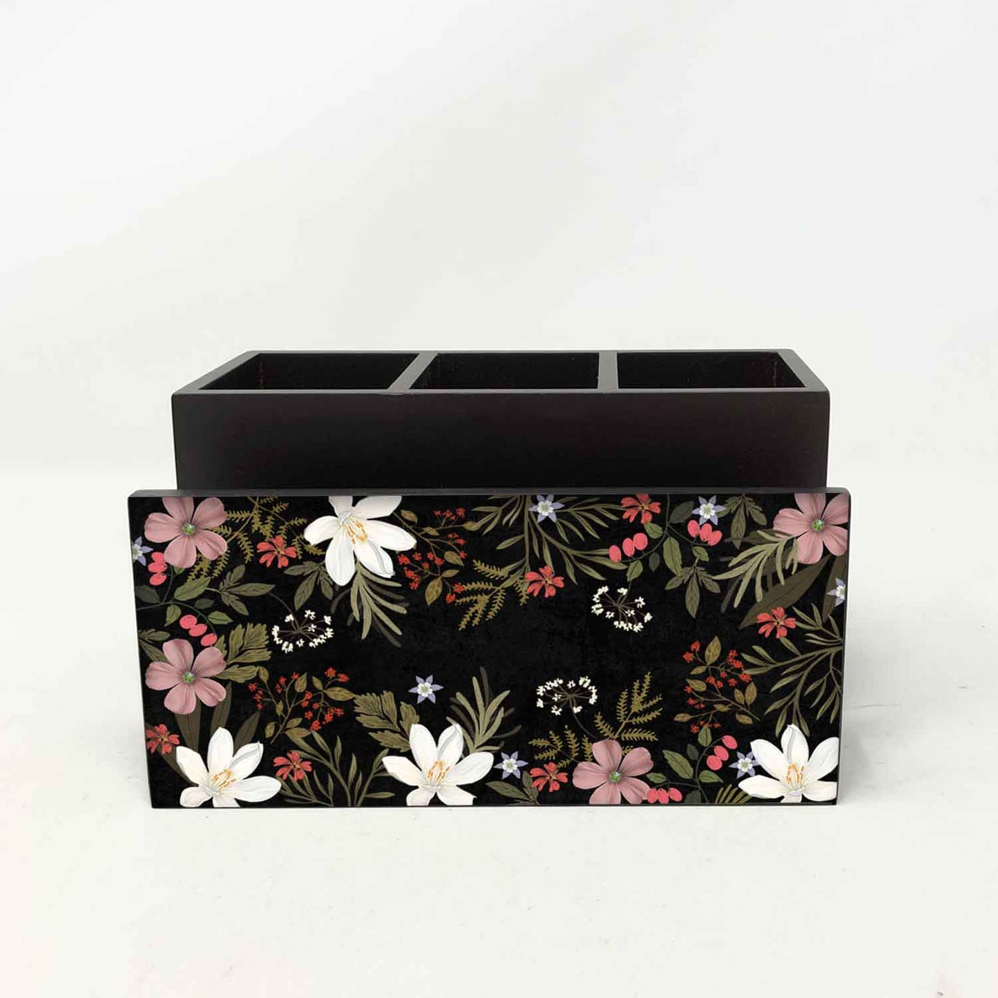 Midnight Blooms Cutlery Stand with Tissue Paper Holder