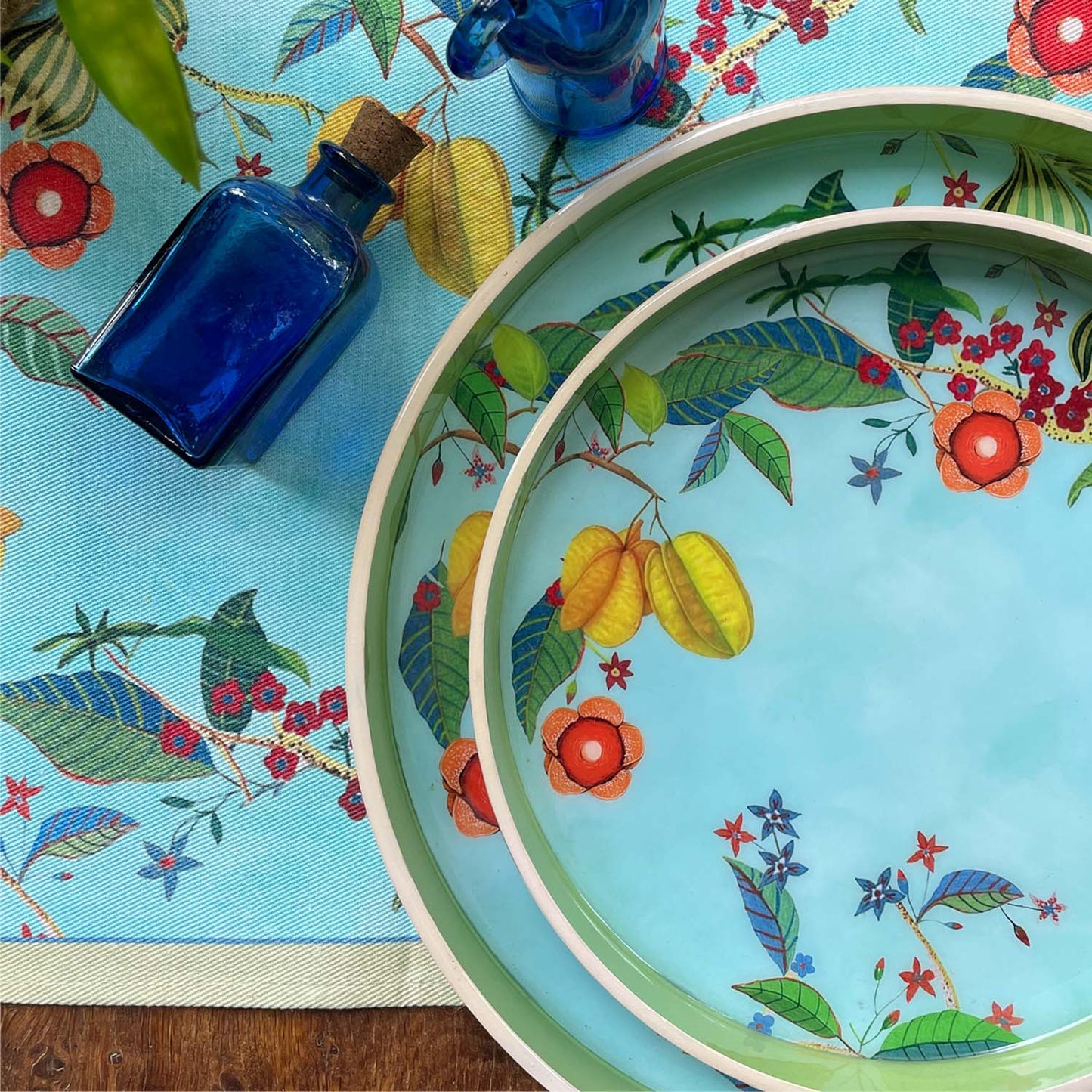 Tropical Fruit Canopy Enamel Round Tray