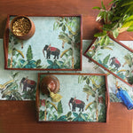 Tropical Elephant Wooden Tray Set