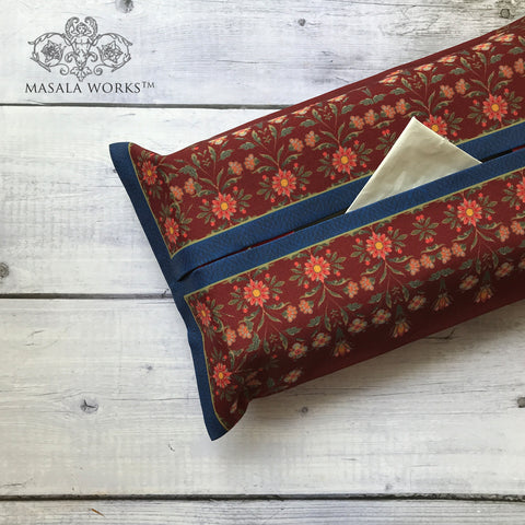 Red Floret Fabric Tissue Box Cover