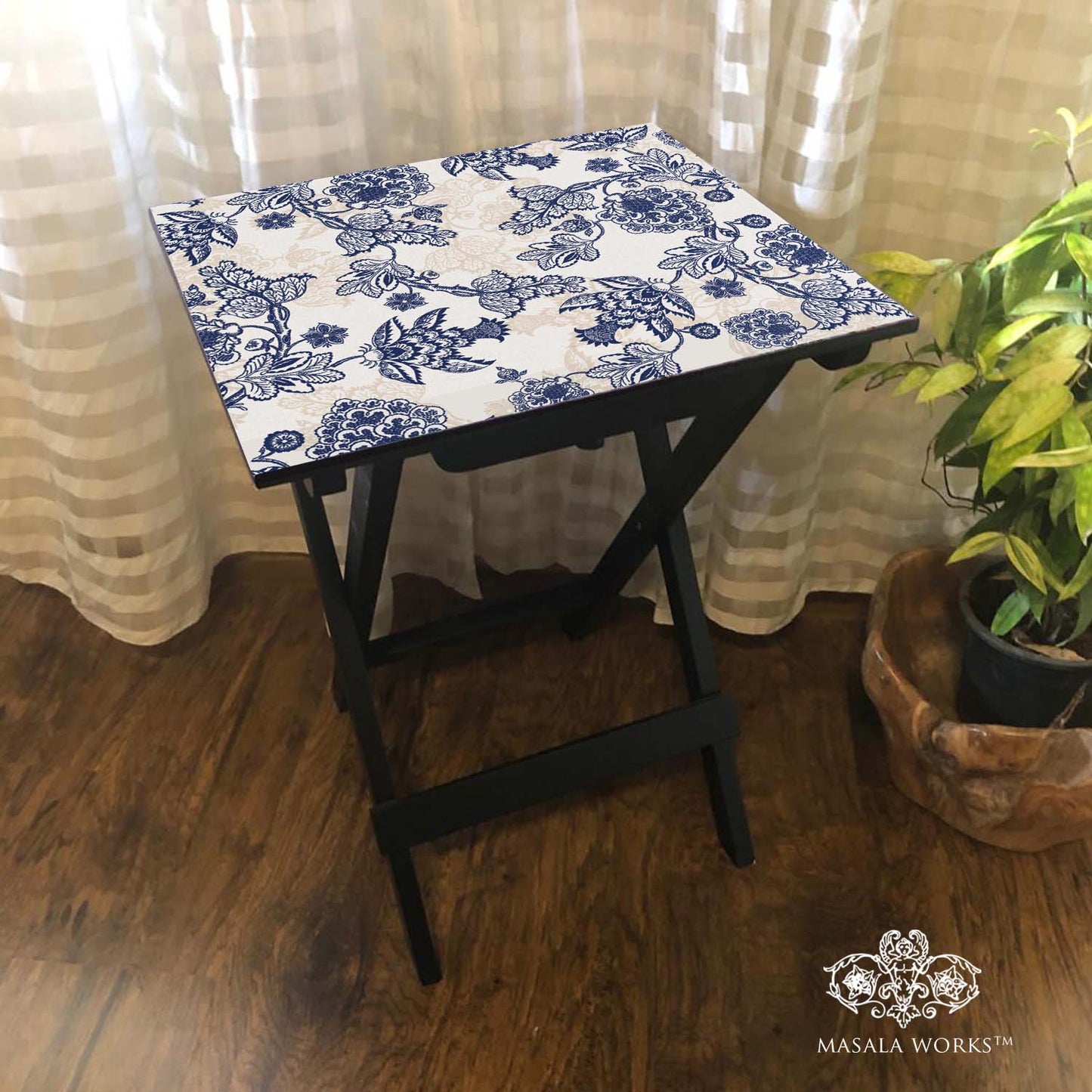 Blue Pottery Folding Table