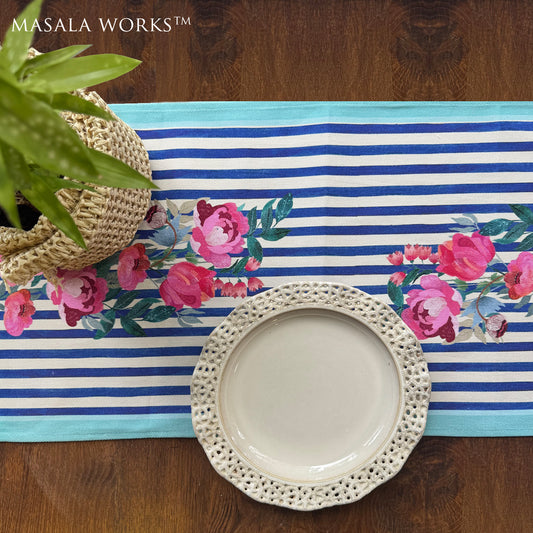 Stripes And Petal Cotton Table Runner