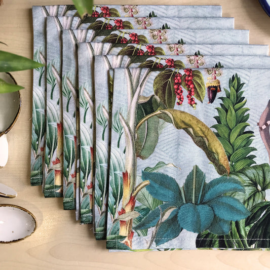 Tropical Elephant Set Of 6 Table Napkins