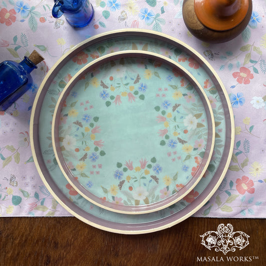 Pale Blossom Enamel Round Tray