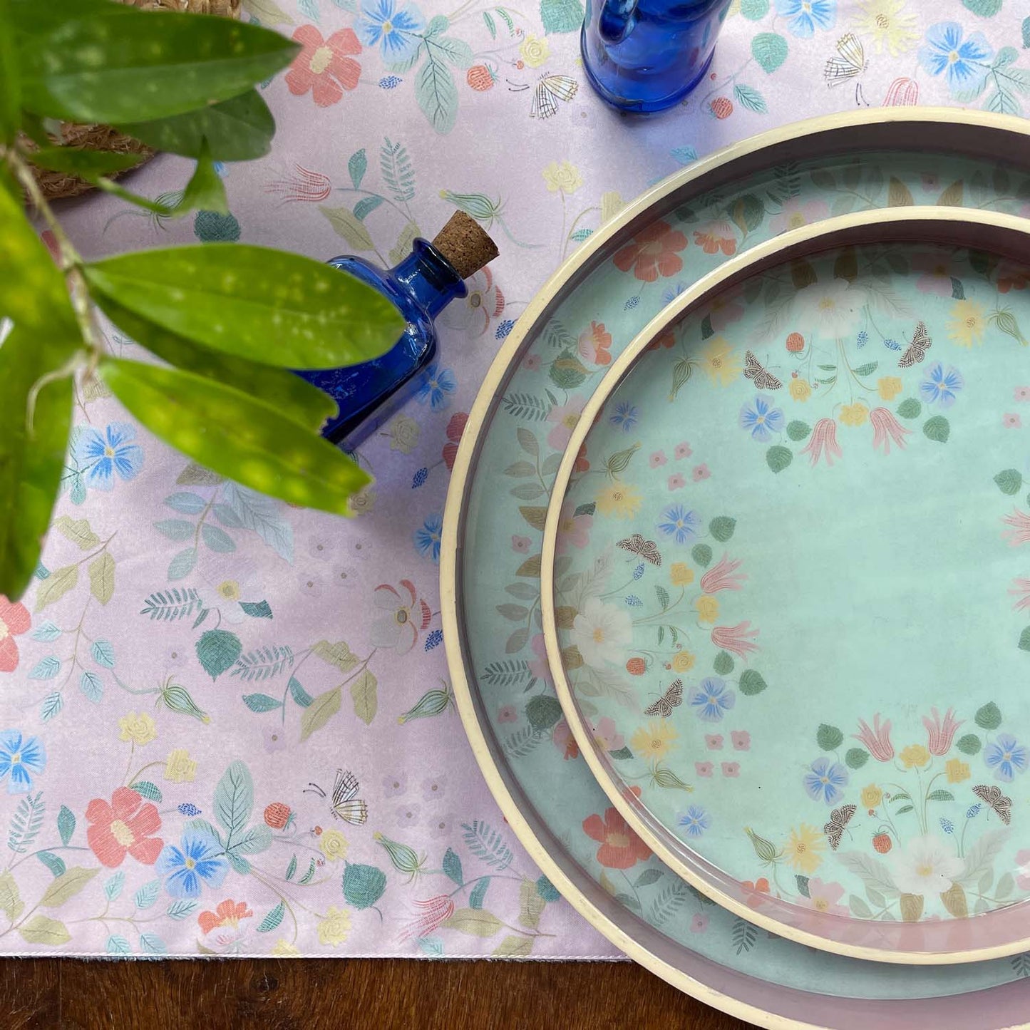Pale Blossom Enamel Round Tray