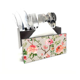 Peonys in Bloom Cutlery Stand with Tissue Paper Holder