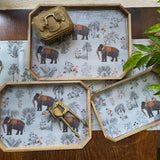 Majestic Elephant Wooden Tray Set