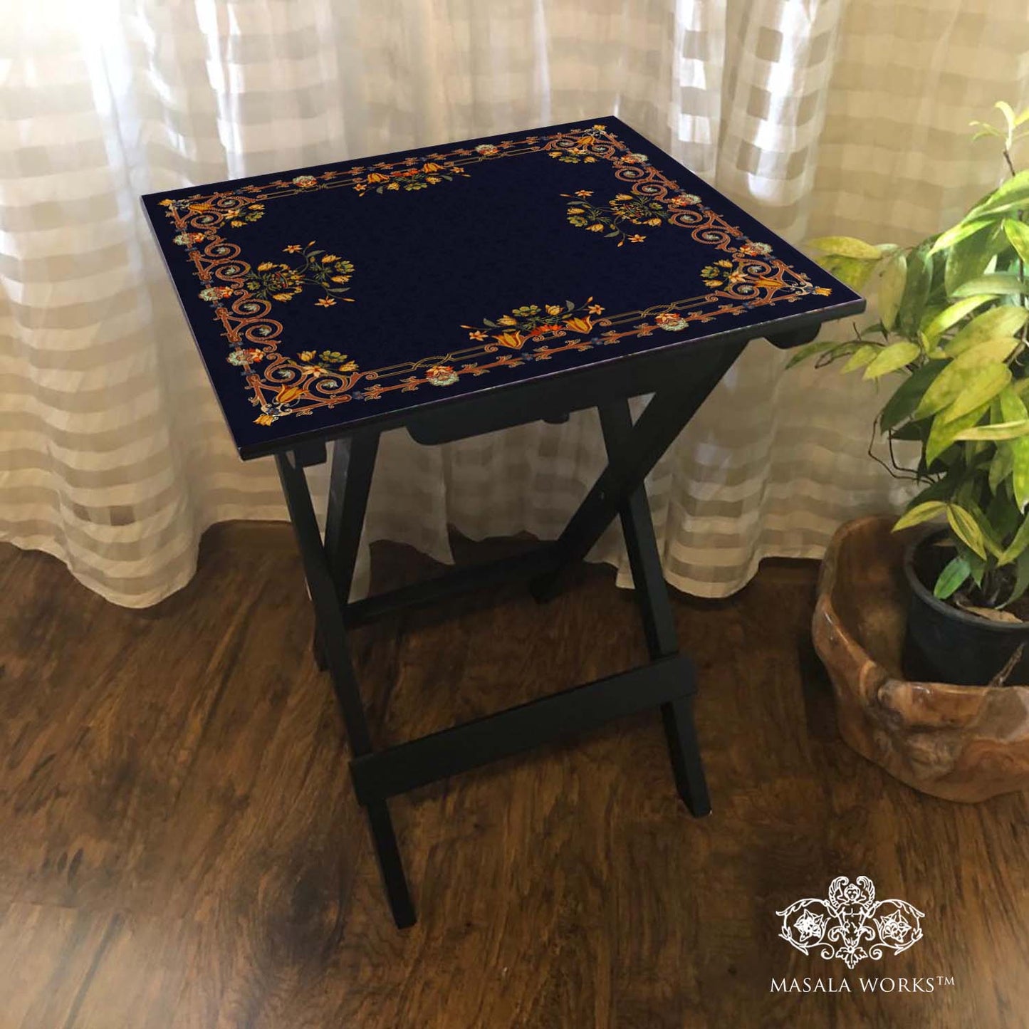 Intricate Inlay Folding Table