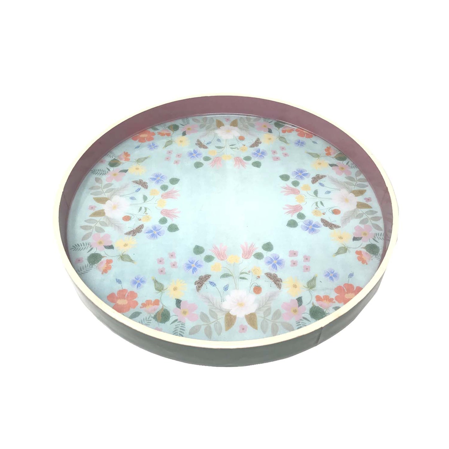 Pale Blossom Enamel Round Tray