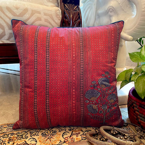 Red Embroidered Cushion Cover
