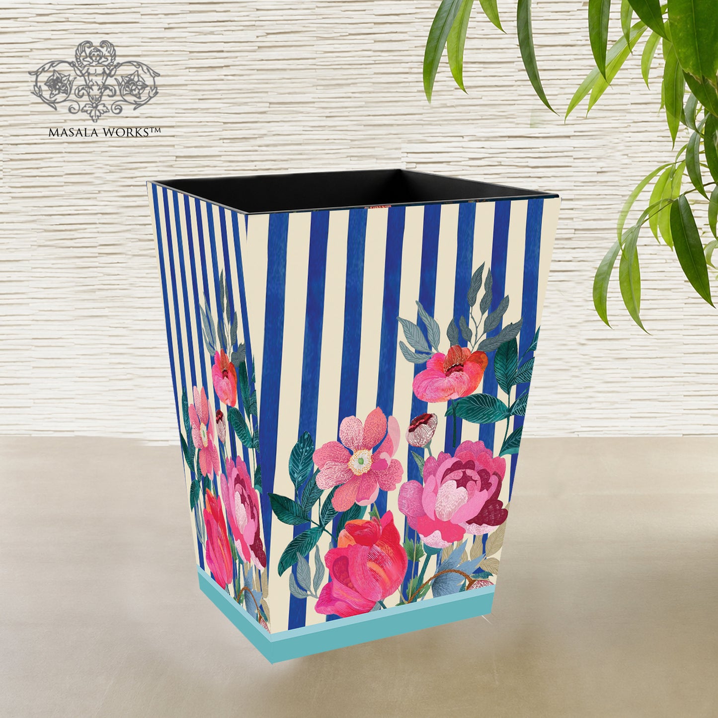 Stripes And Petal Dustbin Small