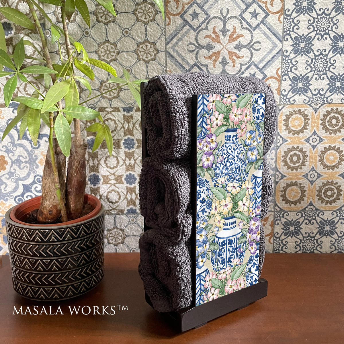 Blue Pottery Cloth Napkin Stand