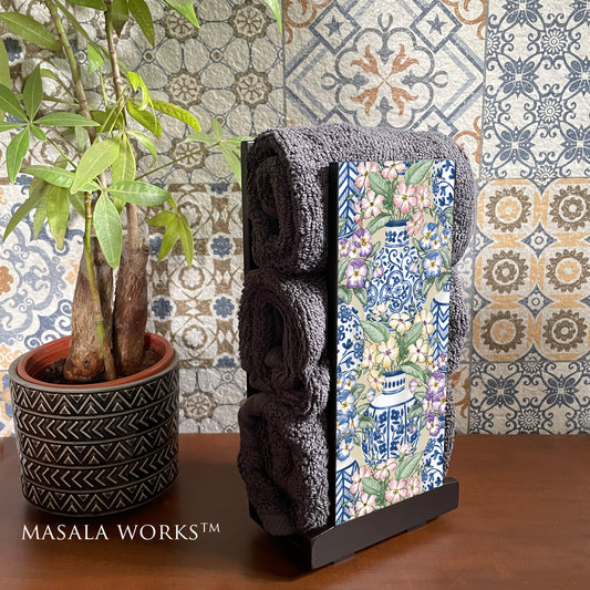 Blue Pottery Cloth Napkin Stand