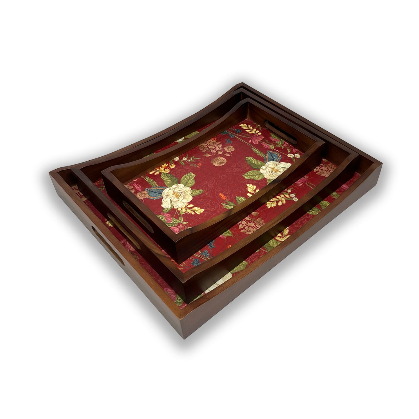 Indian Mogra Wooden Tray Set