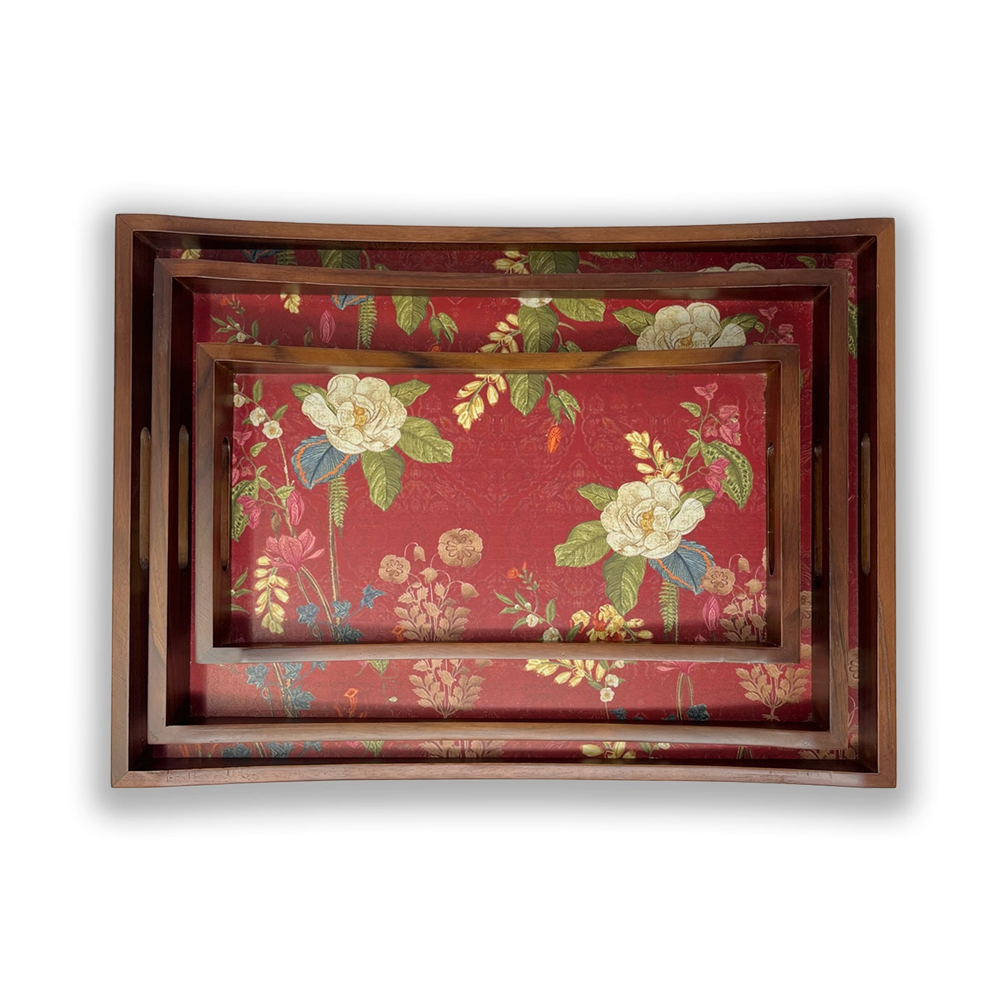 Indian Mogra Wooden Tray Set