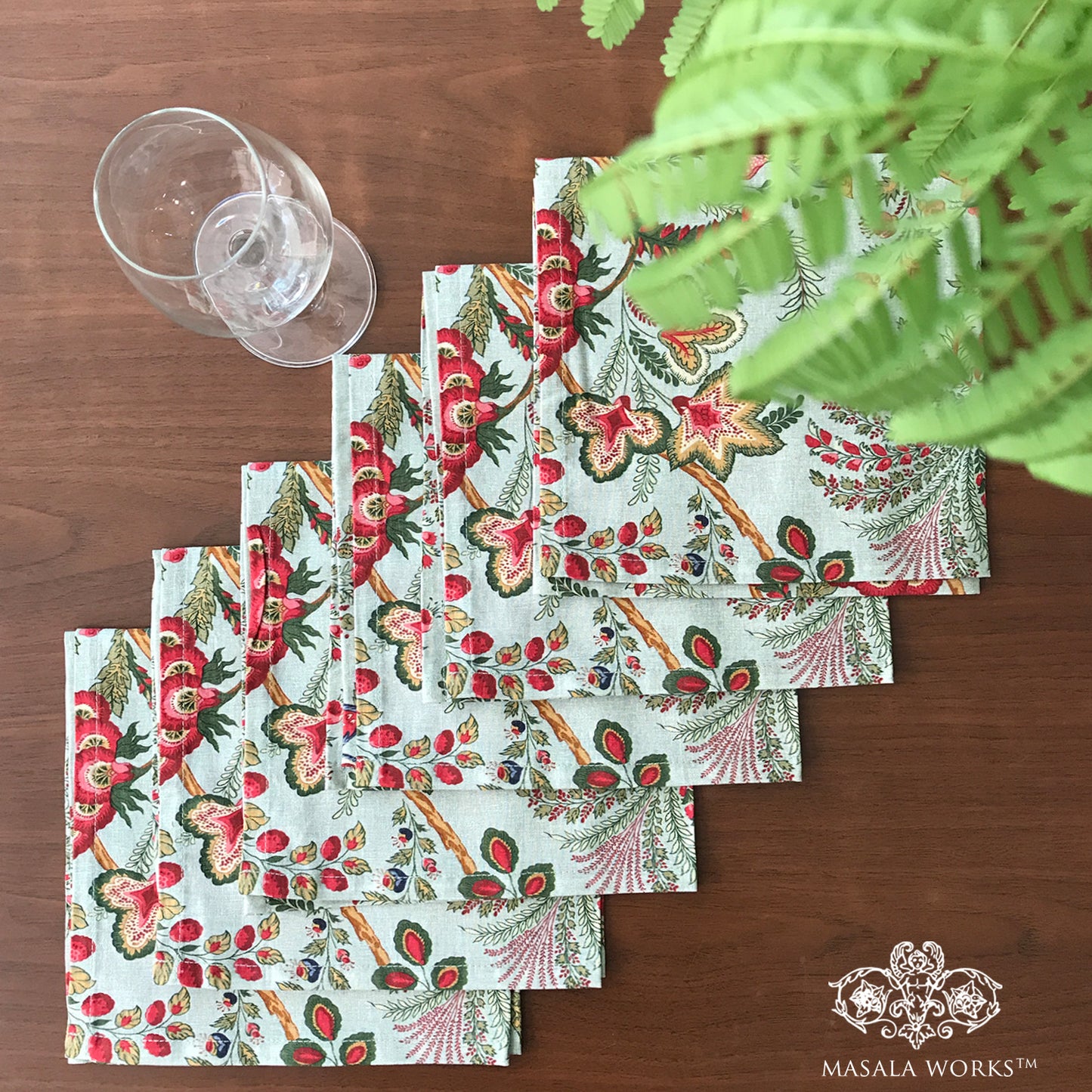 Summer Bahaar Chintz Set Of 6 Table Napkins