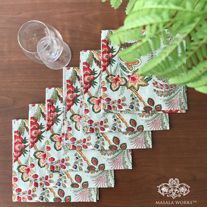 Summer Bahaar Chintz Set Of 6 Table Napkins