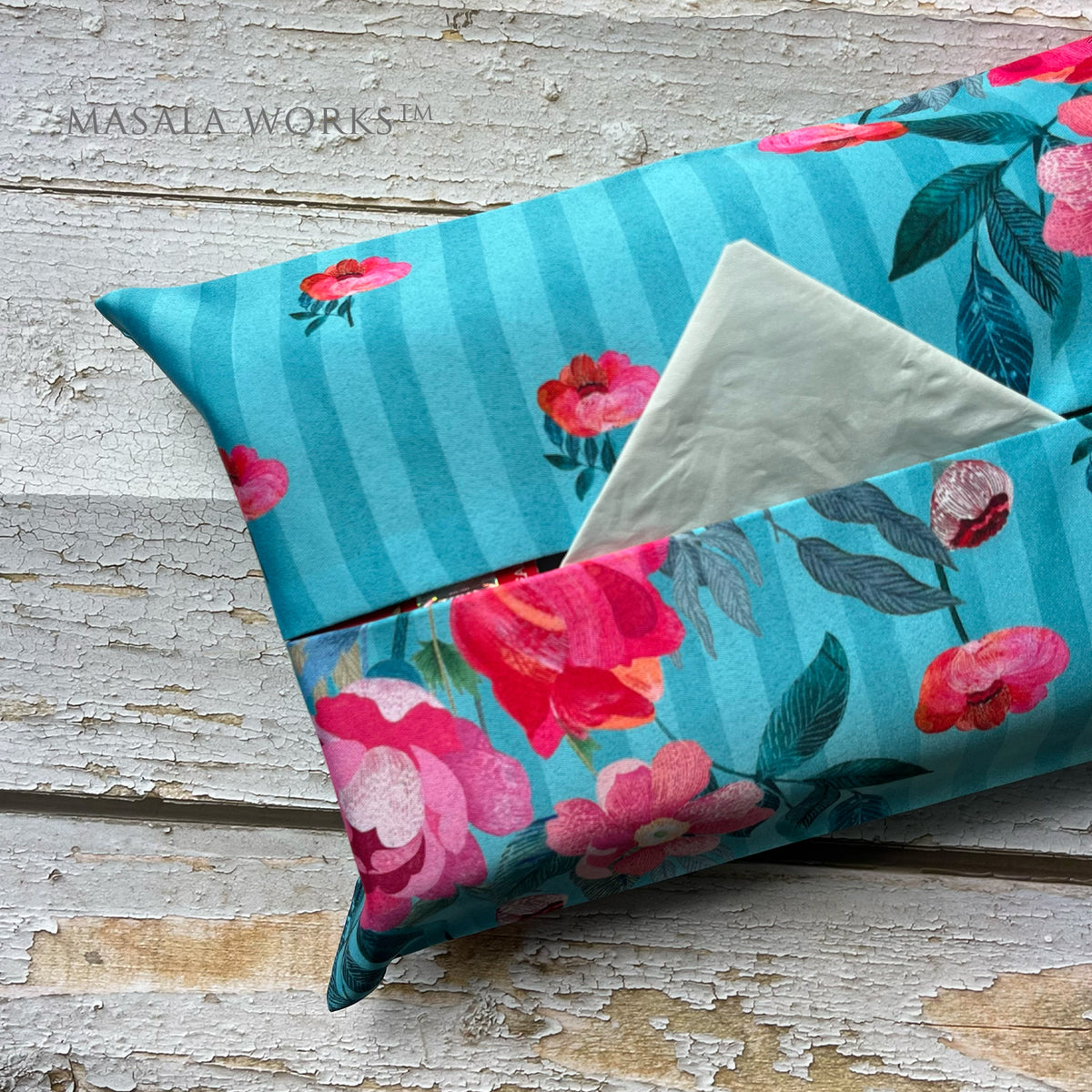 Stripes & Petal Fabric Tissue Box Cover