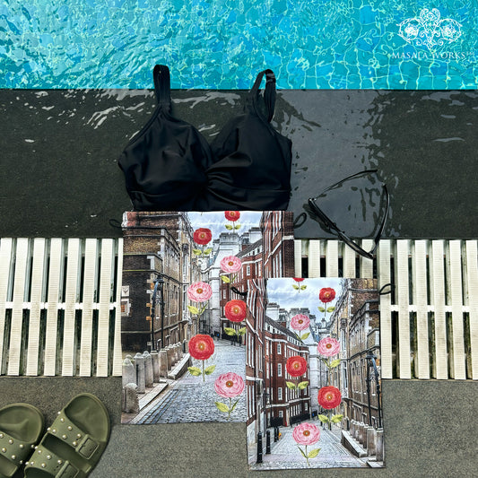 Urban Bloom Scape Drawstring Pouches