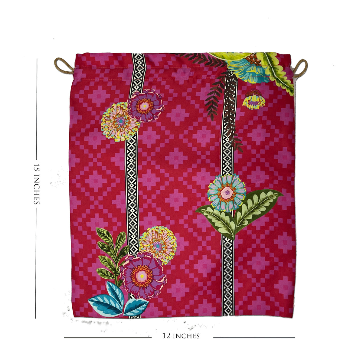 Fuchsia Blossom Drawstring Pouches