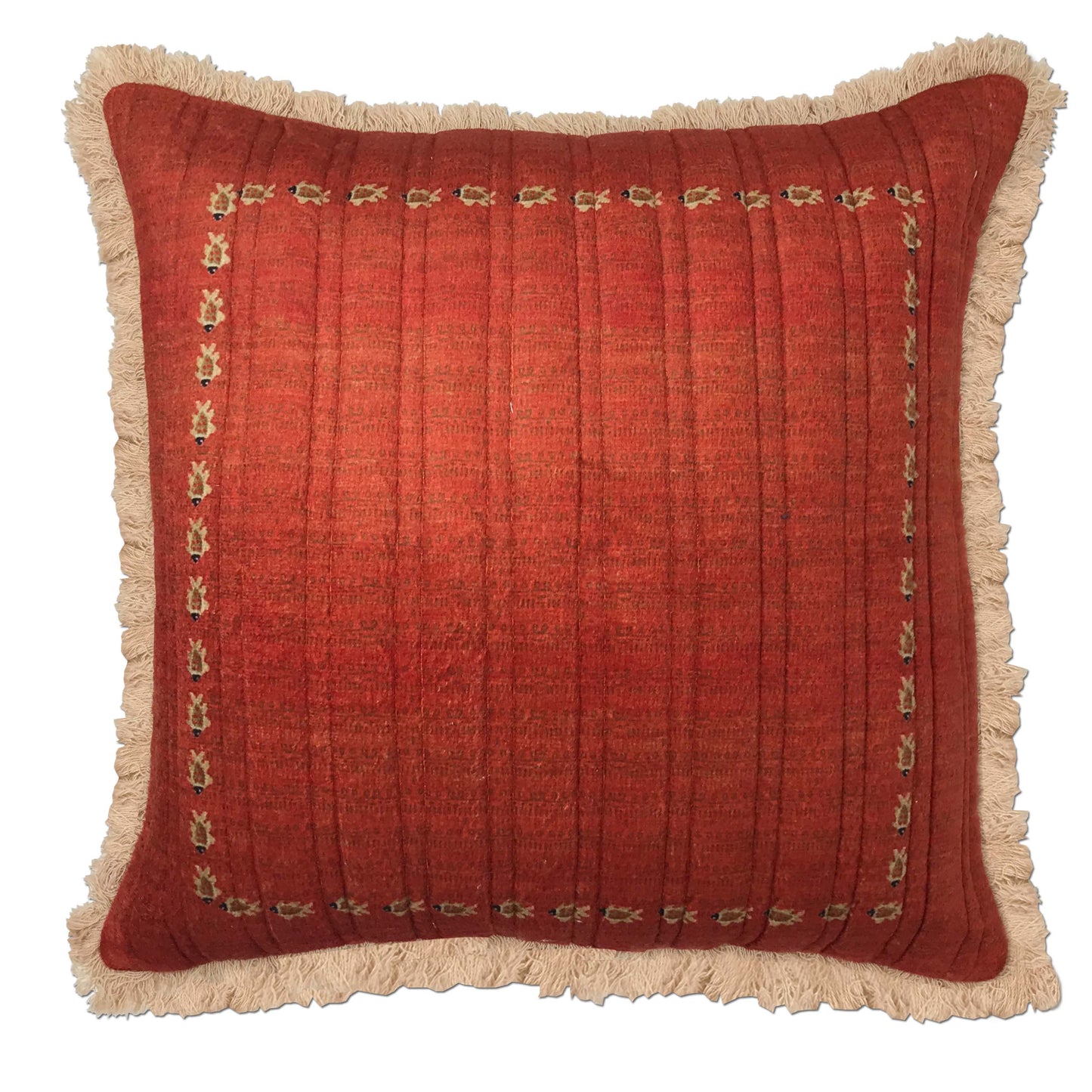 Quilted Little Fishes Border Cushion Cover