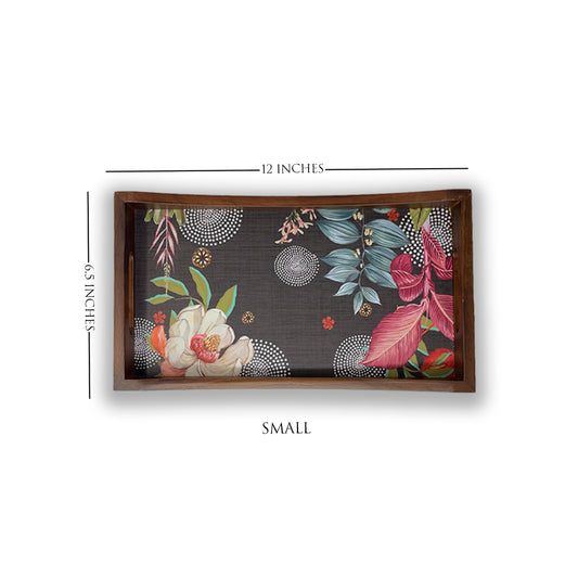 Midnight Foliage Wooden Tray Set
