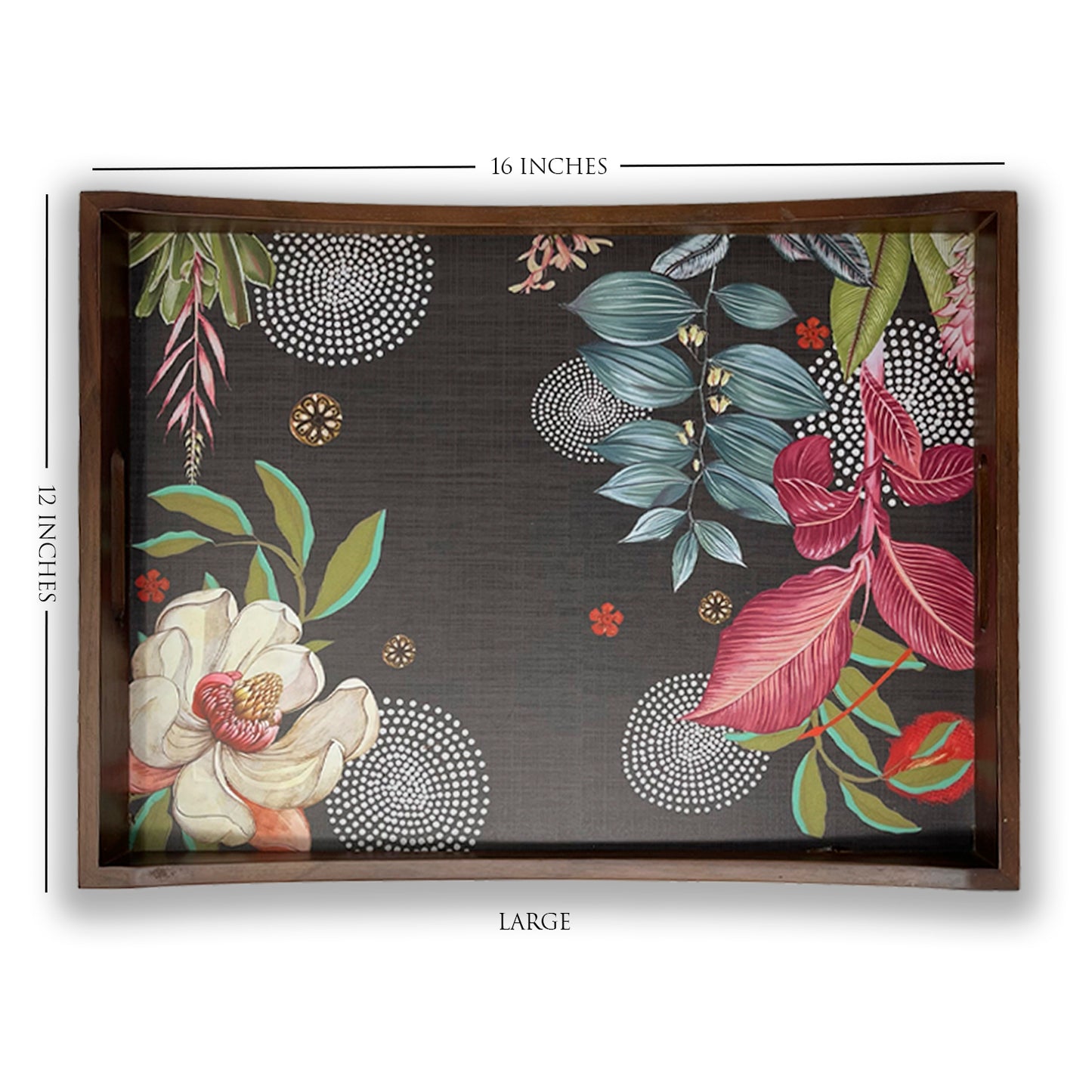 Midnight Foliage Wooden Tray Set