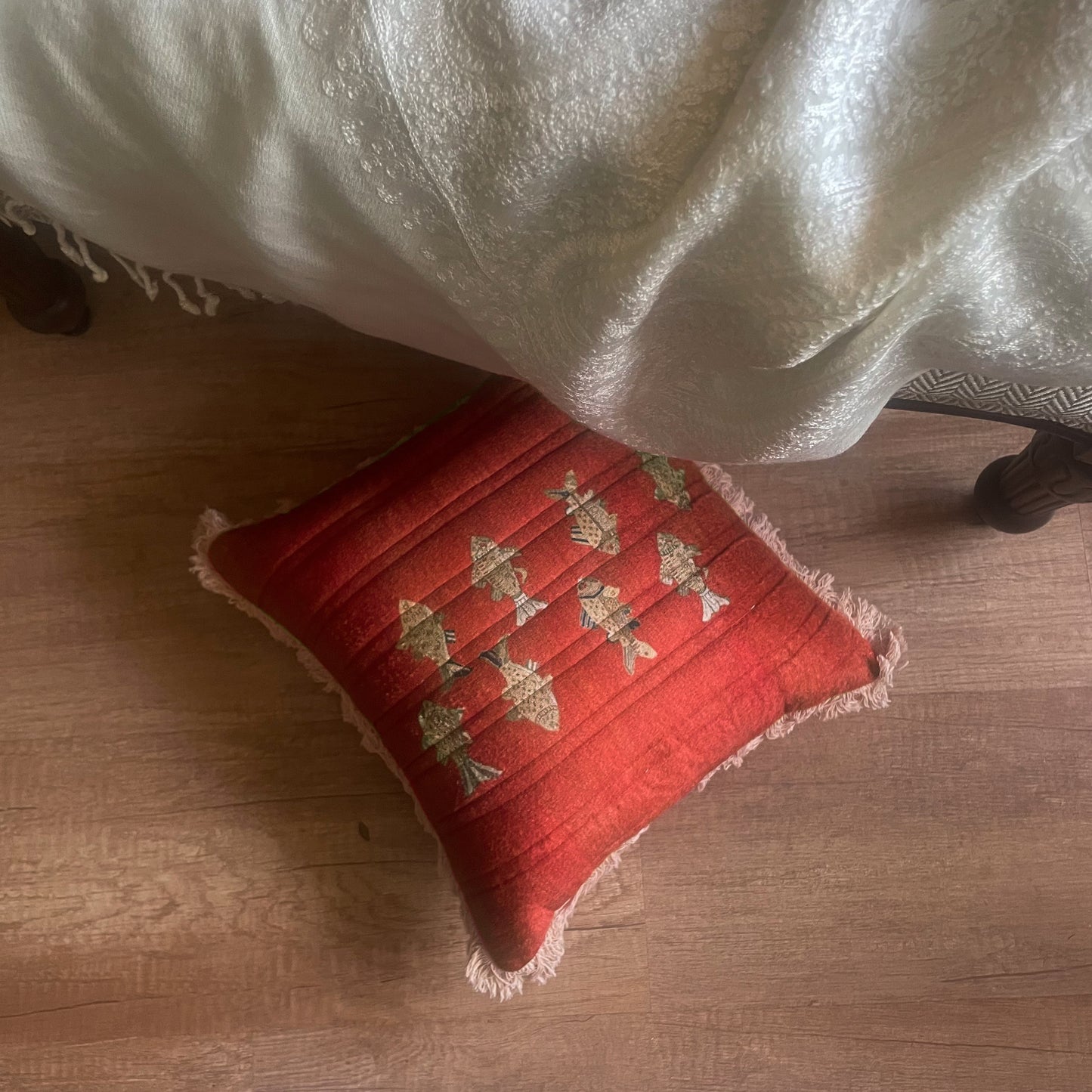Quilted Little Fishes Cluster Cushion Cover Small