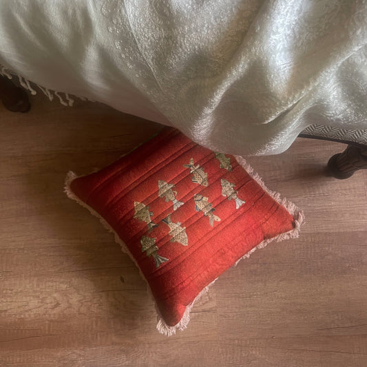 Quilted Little Fishes Cluster Cushion Cover Small