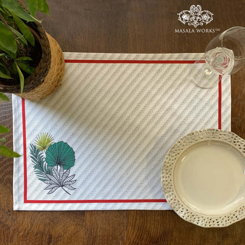 Palm Leaf Cotton Fabric Table mats (set of 2)