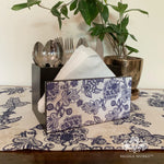 Blue Pottery Chintz Cutlery Stand with Tissue Paper Holder