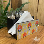 Ikat Boota Cutlery Stand with Tissue Paper Holder