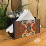 Indian Motif Cutlery Stand with Tissue Paper Holder