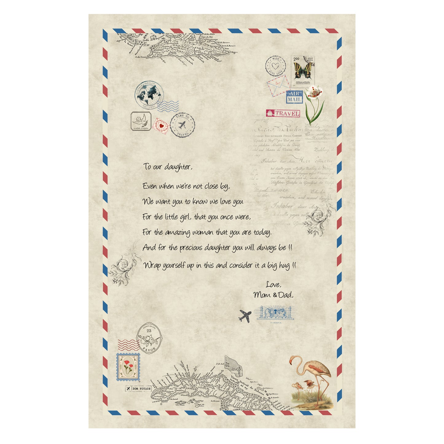 To Daughter - Wrapped In Love, Mom & Dad Cotton Blanket