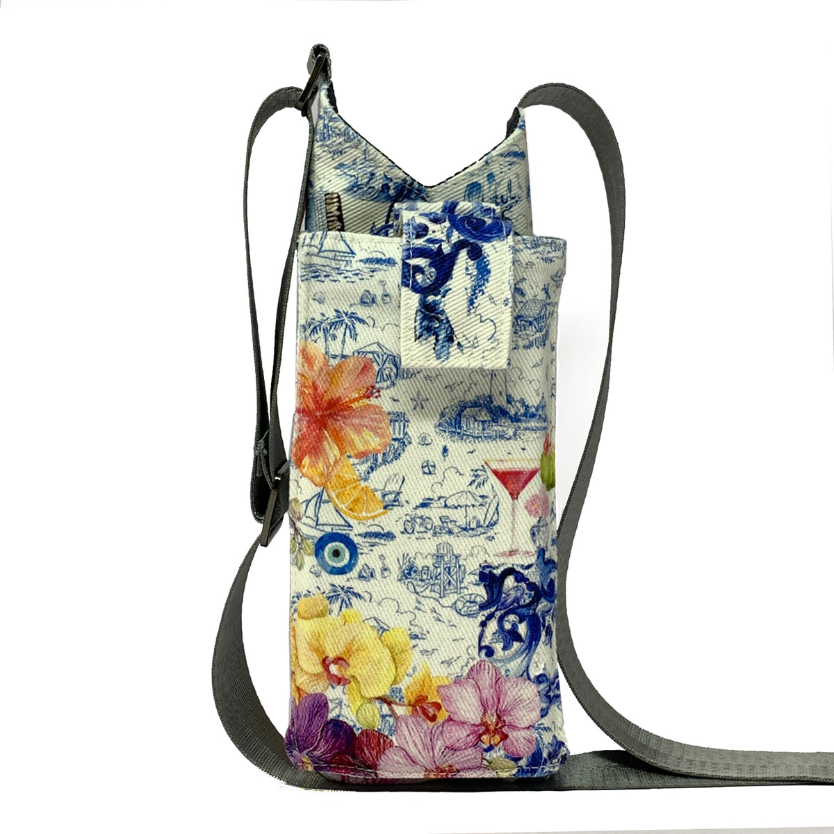 Radiant Garden On Ink Water Bottle sling with Mobile Holder